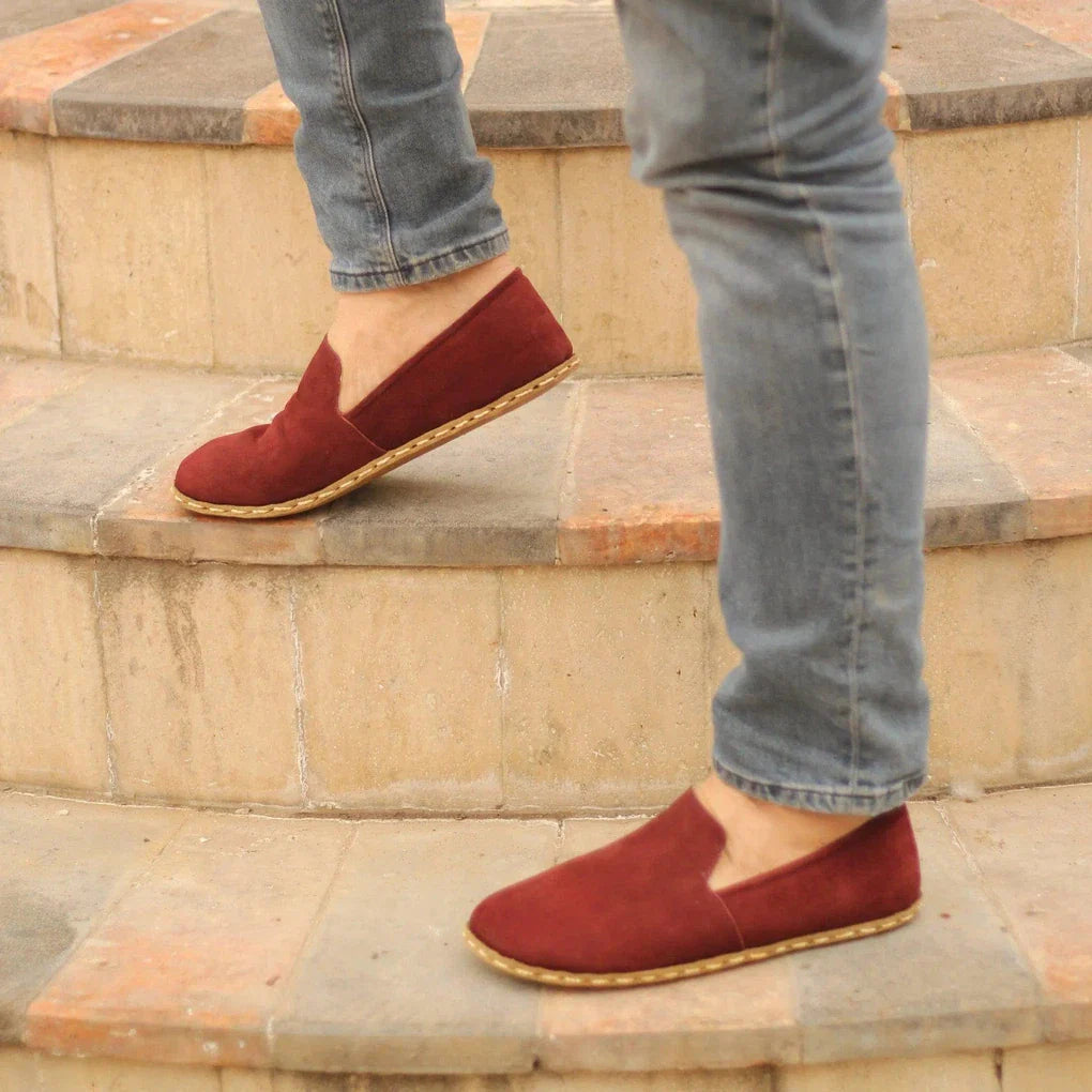 Barefoot Shoes Men's Nubuck Burgundy