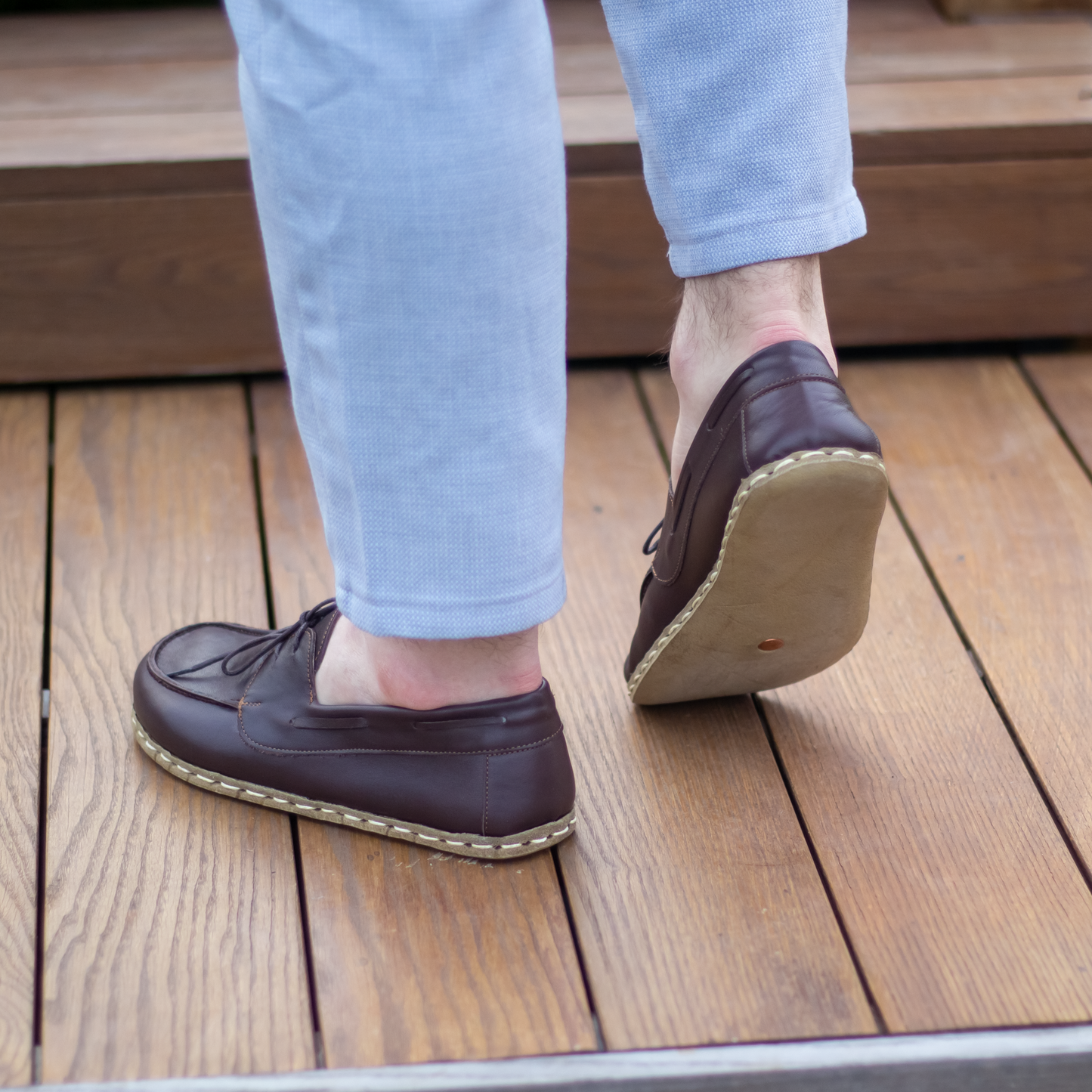 Bitter Brown Men's Leather Earthing Barefoot Shoes