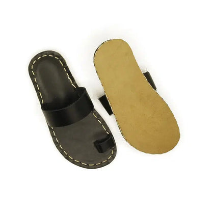 Handmade Barefoot All Genuine Leather Black Sandals