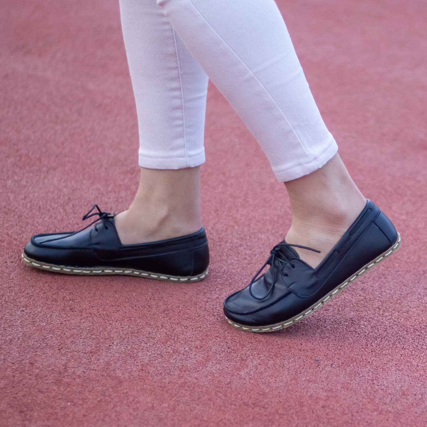 Black Women's Leather Earthing Barefoot Shoes