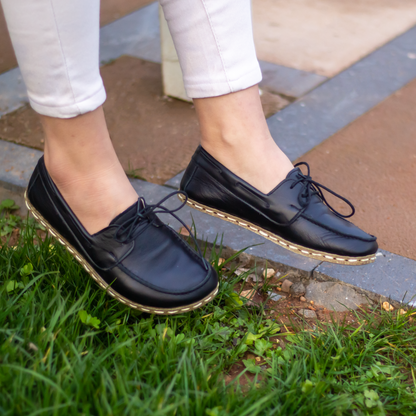 Black Women's Leather Earthing Barefoot Shoes