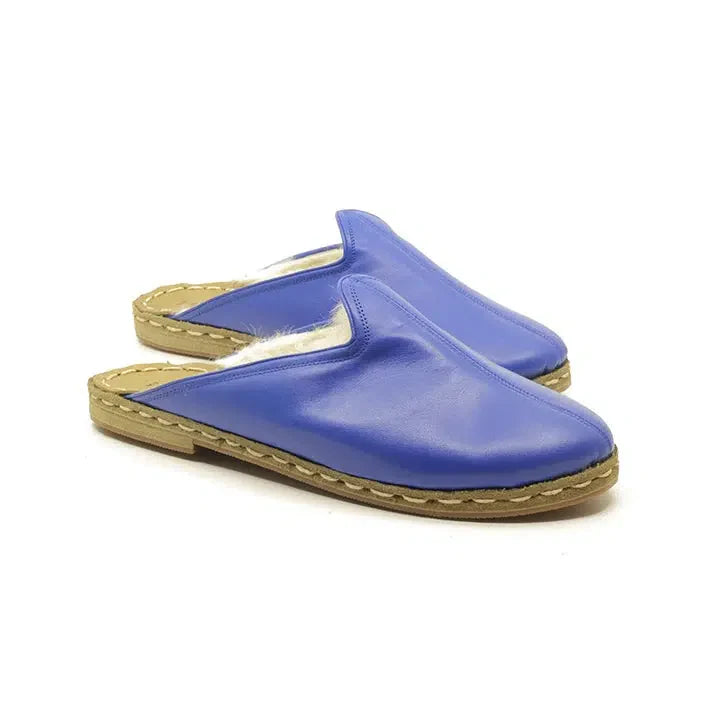 Winter Sheepskin Slippers Blue Women's