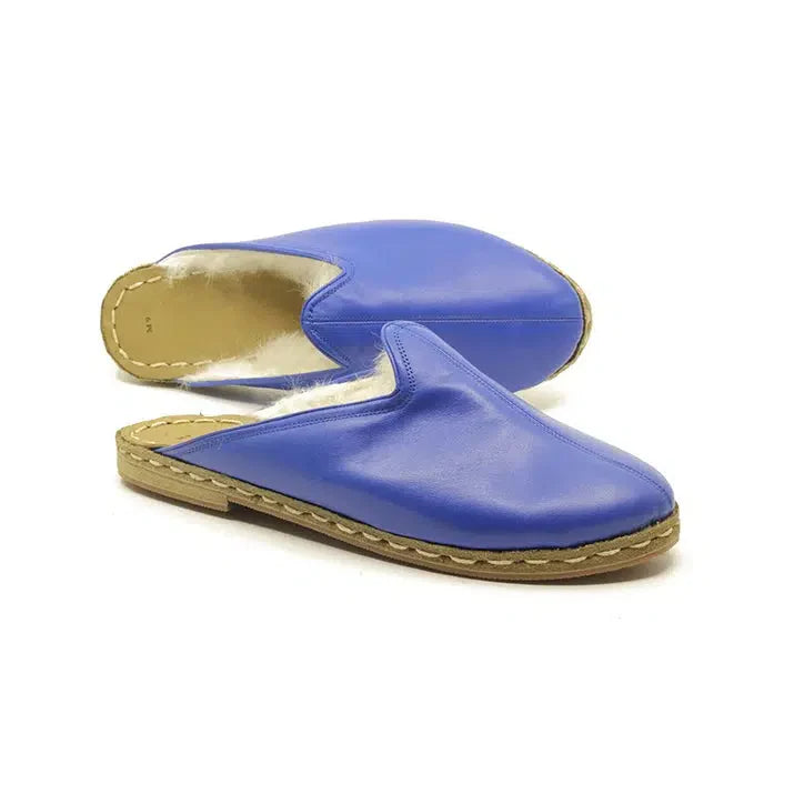 Winter Sheepskin Slippers Blue Women's