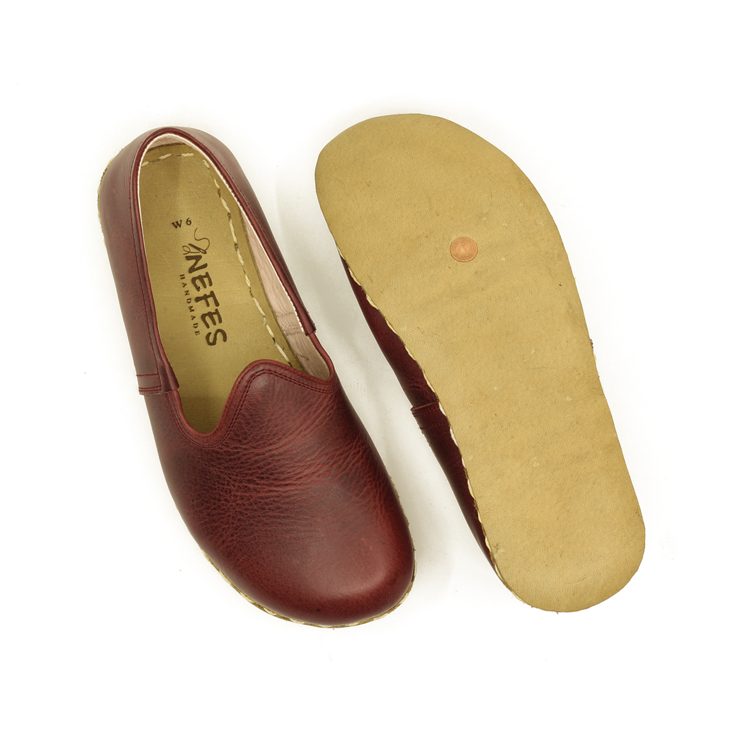 Burgundy Barefoot Leather Shoes Flat for Women