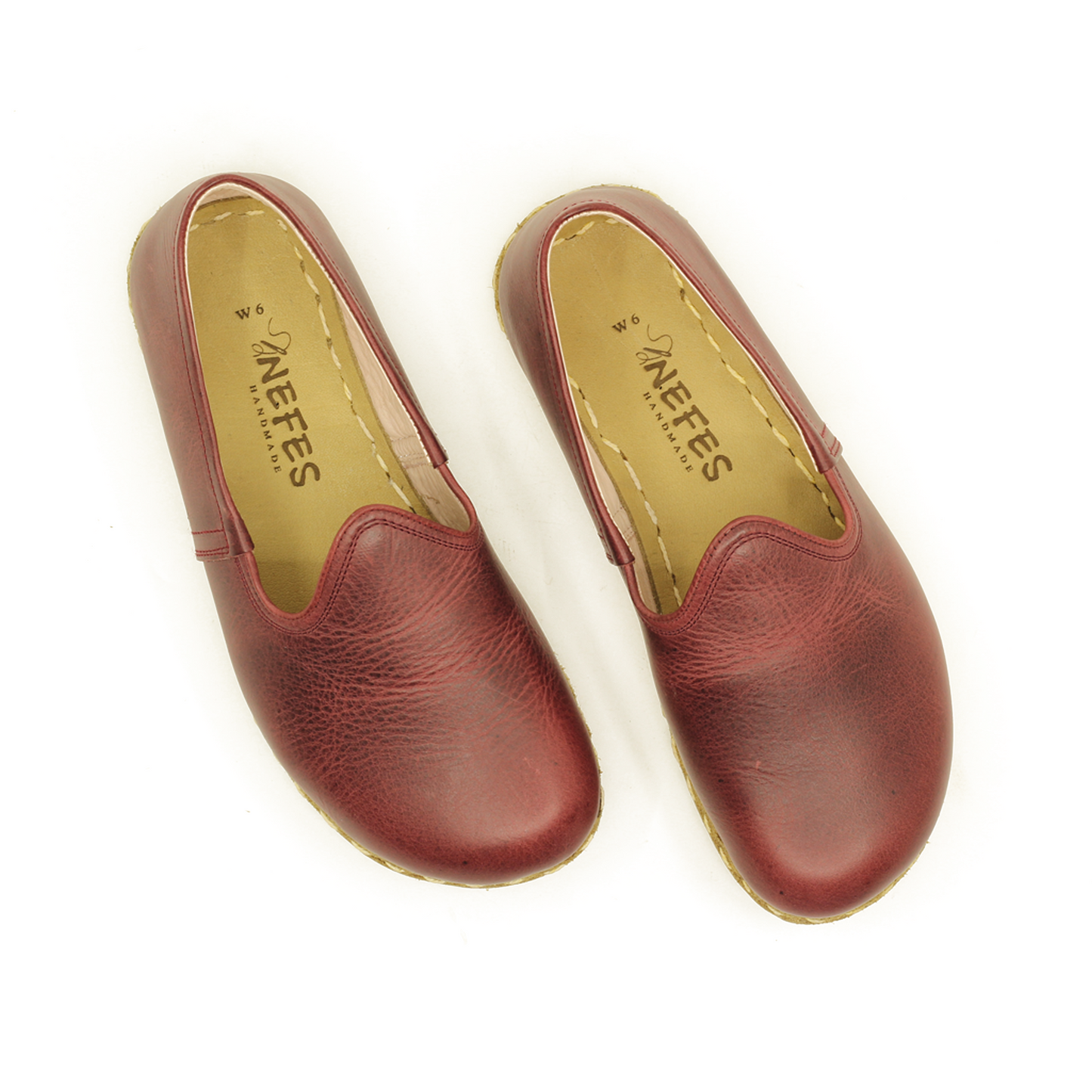 Burgundy Barefoot Leather Shoes Flat for Women