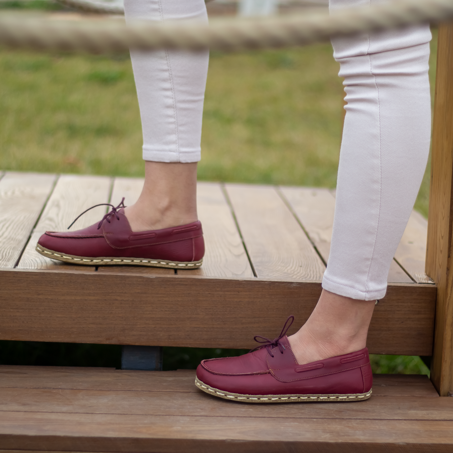 Burgundy Women's Leather Earthing Barefoot Shoes