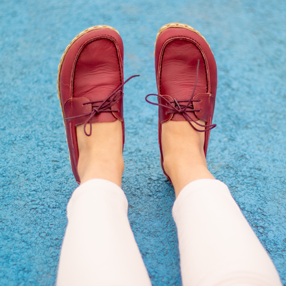 Burgundy Women's Leather Earthing Barefoot Shoes