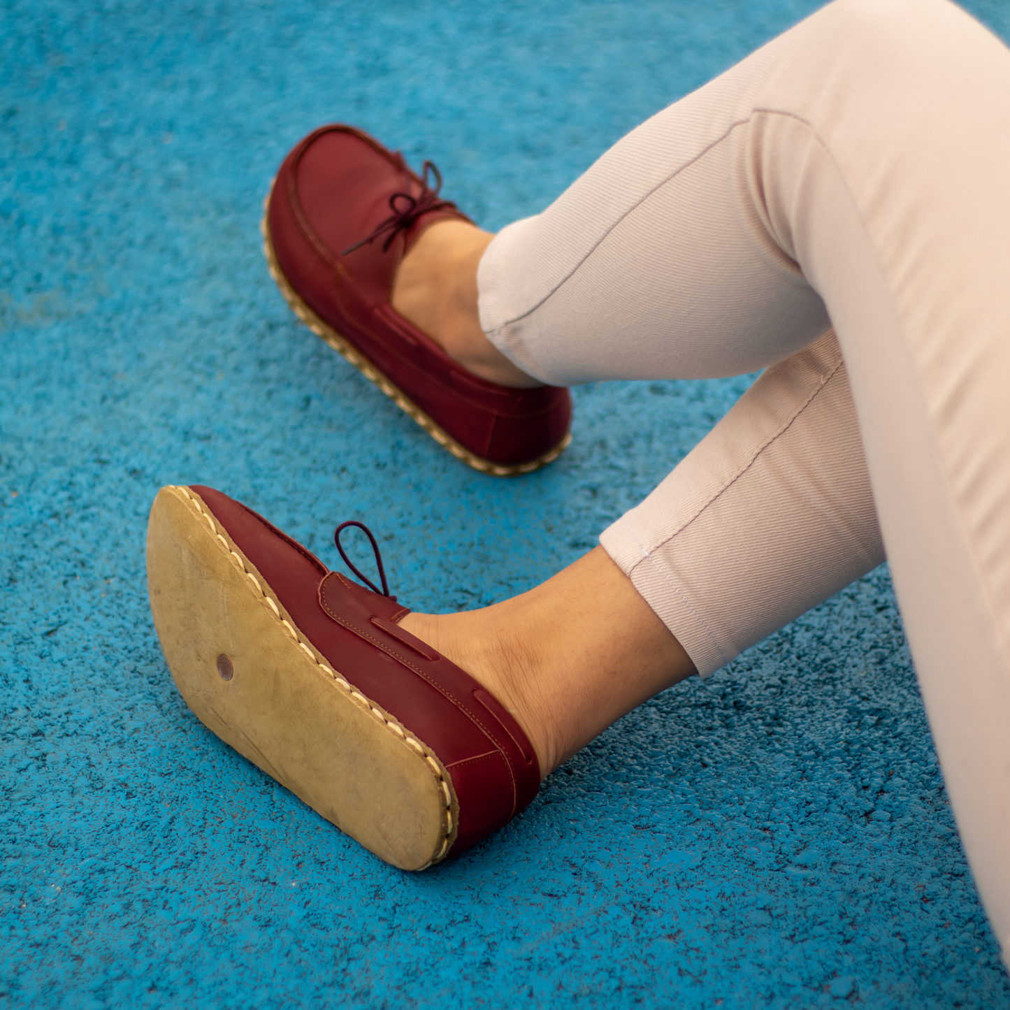 Burgundy Women's Leather Earthing Barefoot Shoes