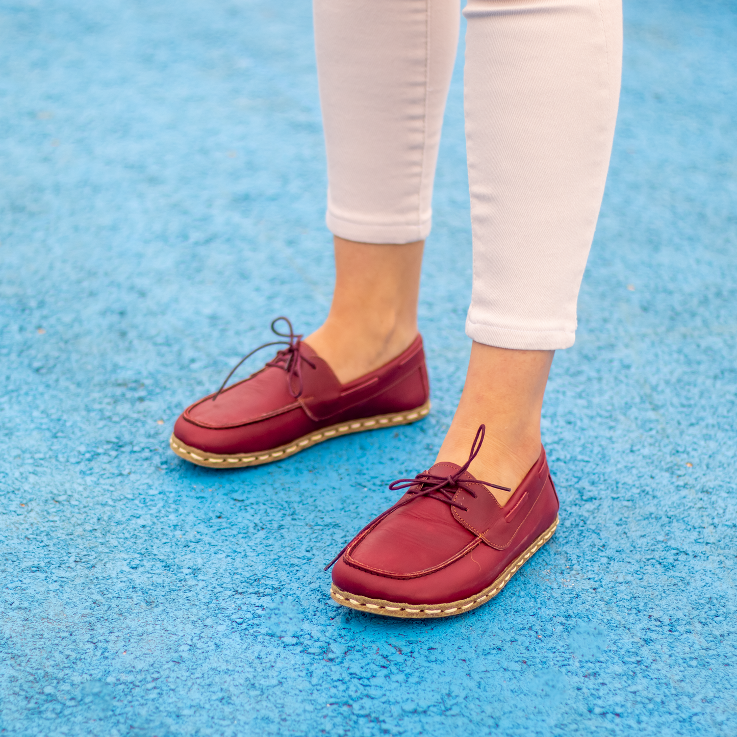 Burgundy Women's Leather Earthing Barefoot Shoes