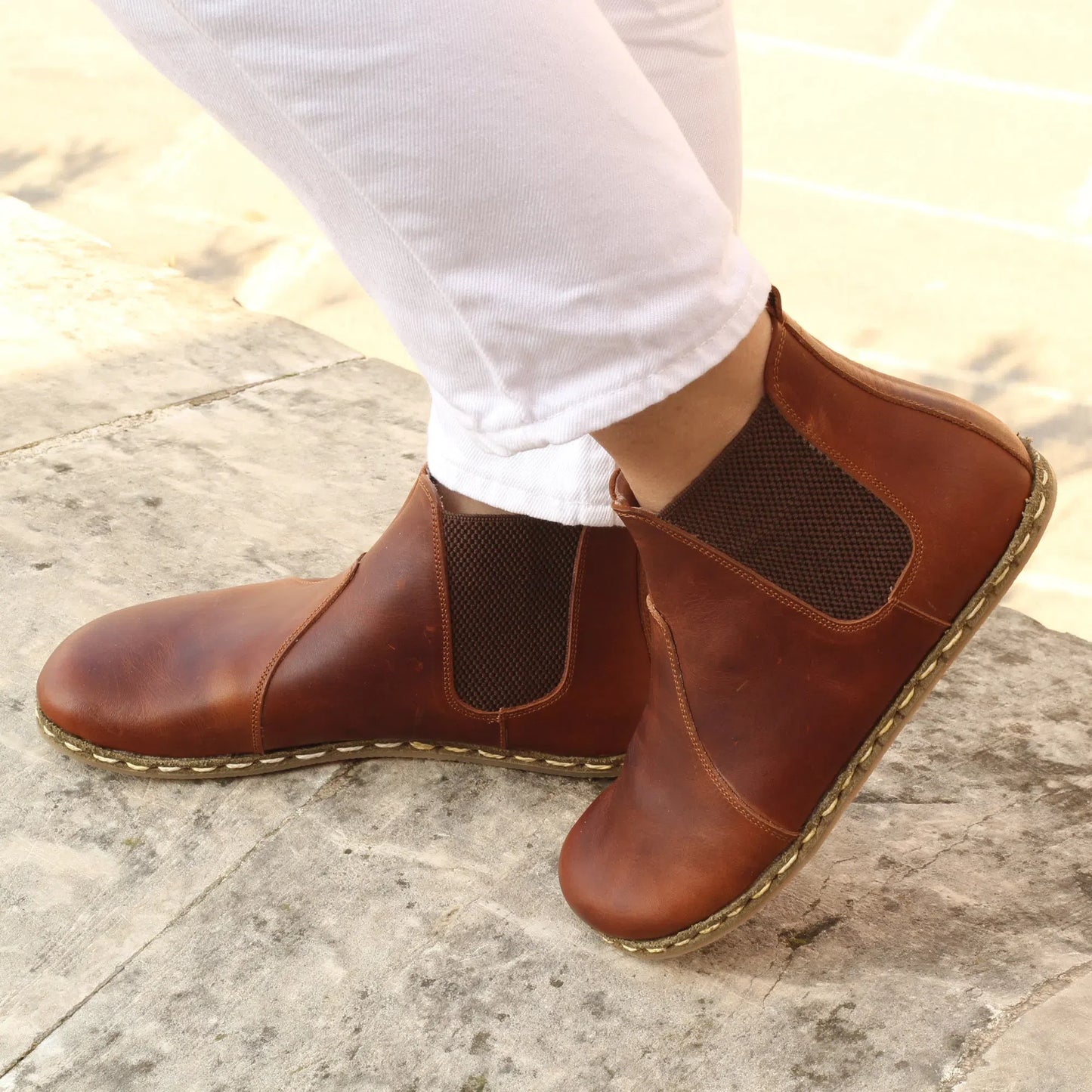 Chelsea Boots Handmade Brown Barefoot Women's