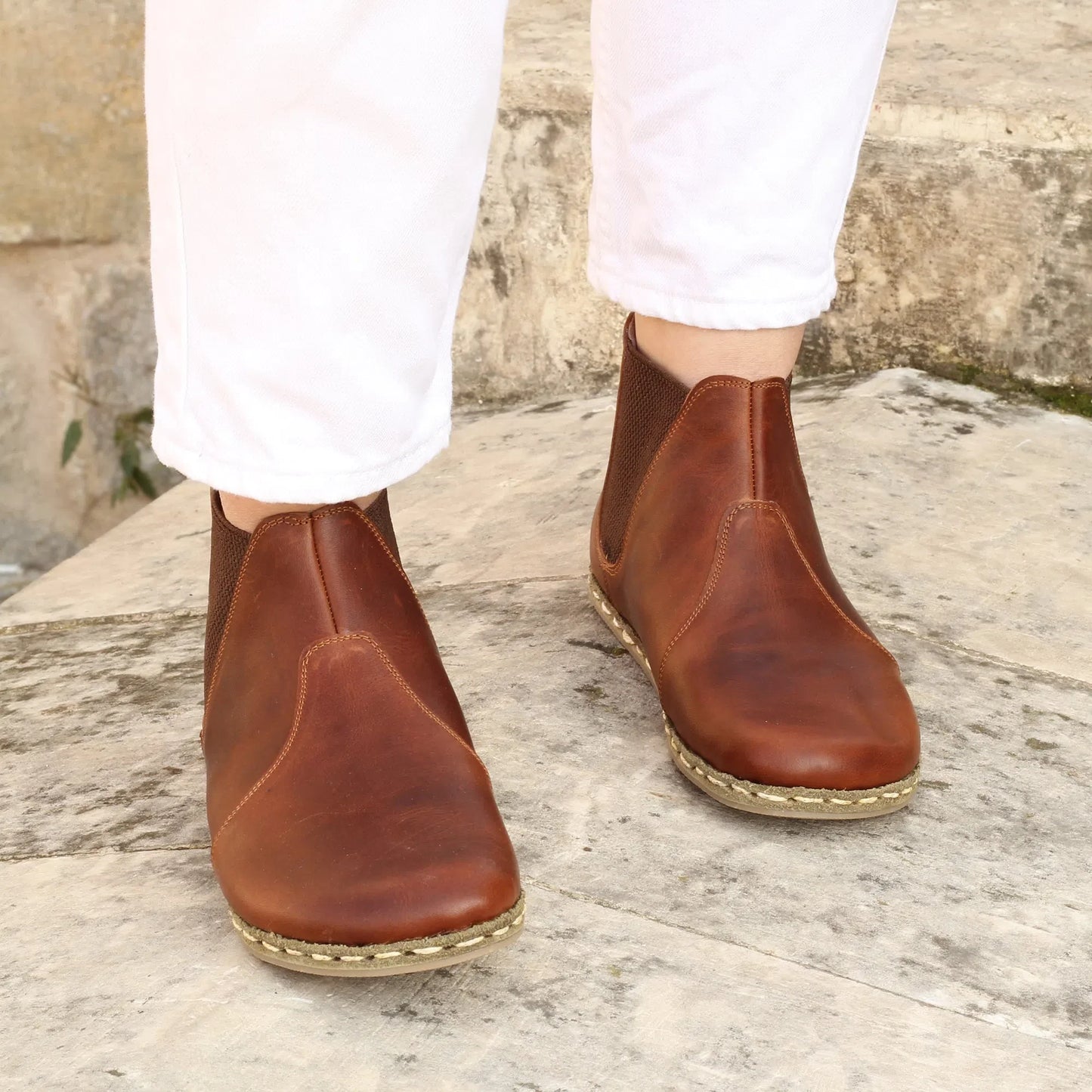 Chelsea Boots Handmade Brown Barefoot Women's