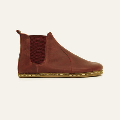 Chelsea Boots Handmade Burgundy Barefoot Women's