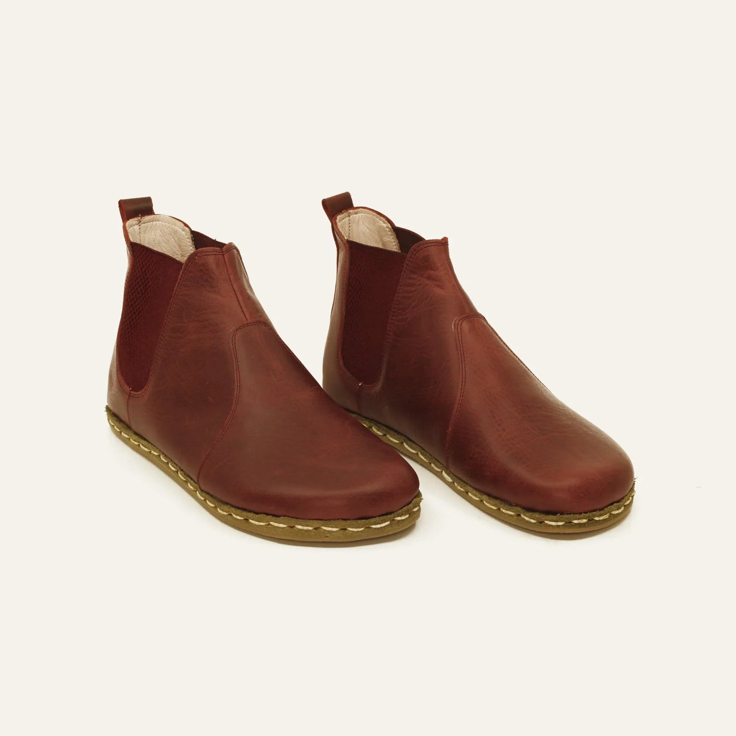 Chelsea Boots Handmade Burgundy Barefoot Women's