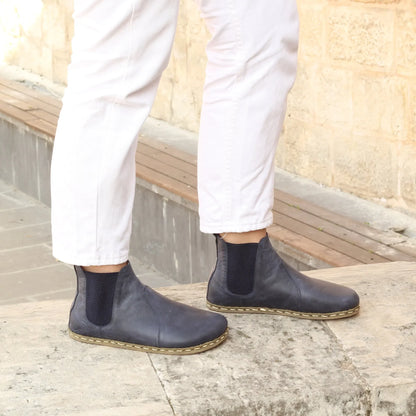 Chelsea Boots Handmade Navy Blue Barefoot Women's