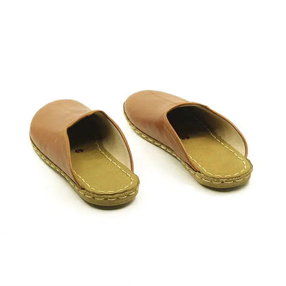 Closed Toe Antique Model Leather Winter Slippers