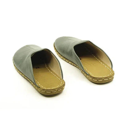 Closed Toe Leather Men's Slippers Green