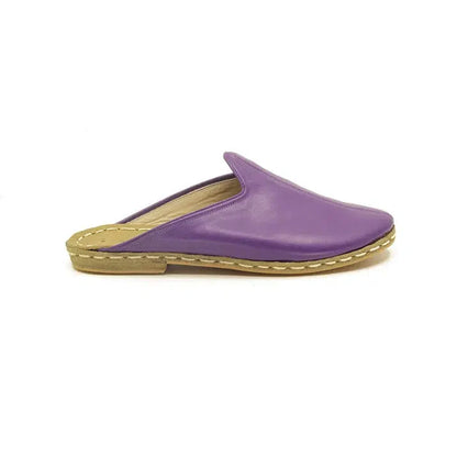 Closed Toe Leather Men's Slippers Purple