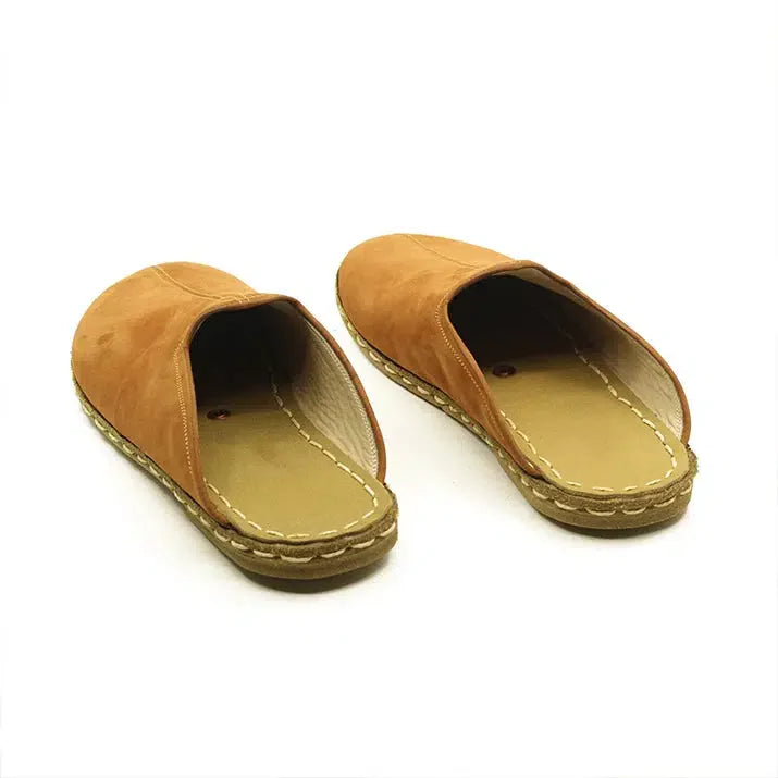 Closed Toe Leather Women's Slippers Orange