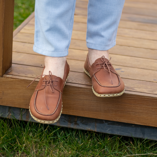 Crazy New Brown Men's Leather Earthing Barefoot Shoes