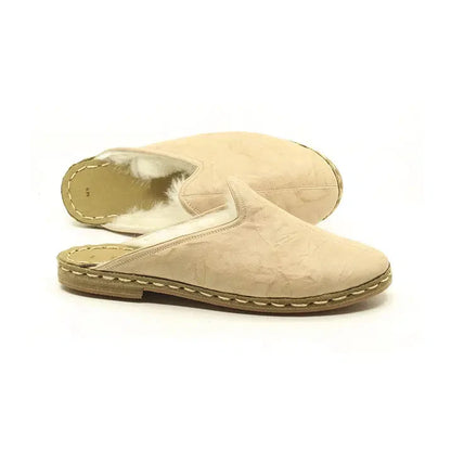 Sheepskin Furry Gray Men's Slippers