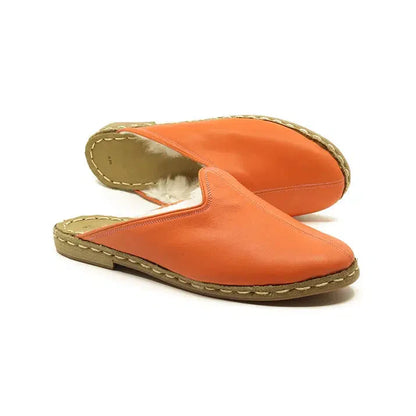 Sheepskin Furry Orange Men's Slippers