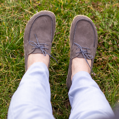 Gray Nubuck Men's Leather Earthing Barefoot Shoes