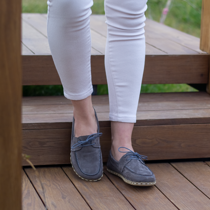 Gray Women's Leather Earthing Barefoot Shoes