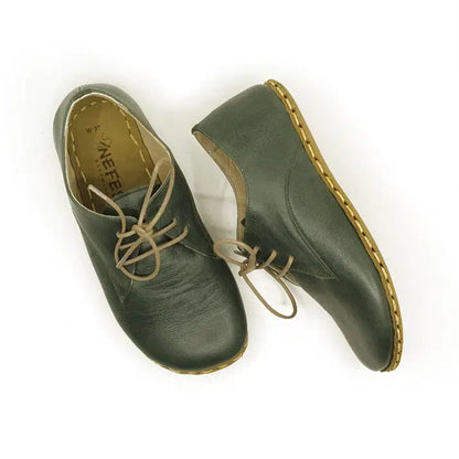 Oxford Style Lace-up Green Women's Shoes