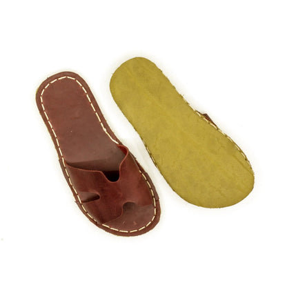 H-Style Burgundy Leather Barefoot Slipper For Men