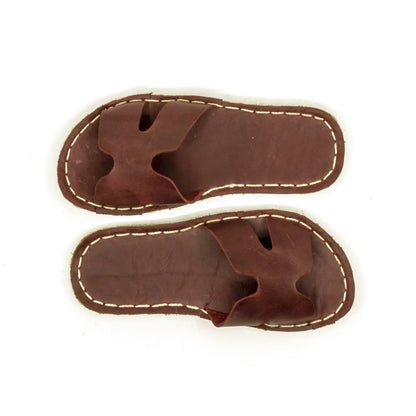 H-Style Burgundy Leather Barefoot Slipper For Men