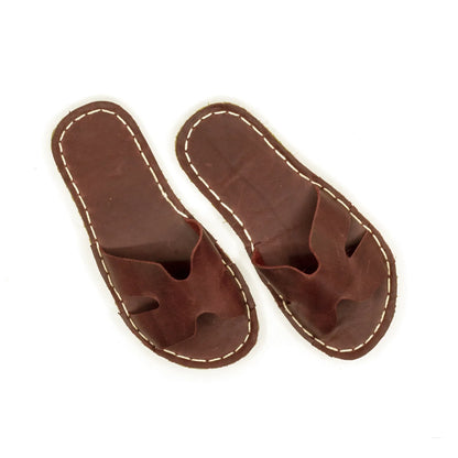 H-Style Burgundy Leather Barefoot Slipper For Men