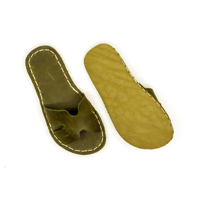 H-Style Green Leather Barefoot Slipper For Men