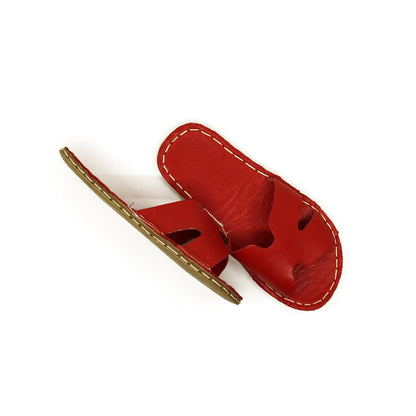 H-Style Red Leather Barefoot Slipper For Men