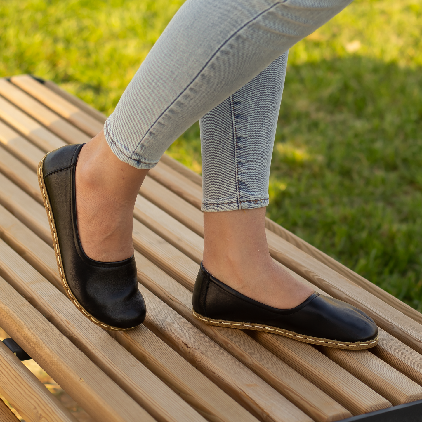 Handmade Barefoot Leather Shoes for Women in Black