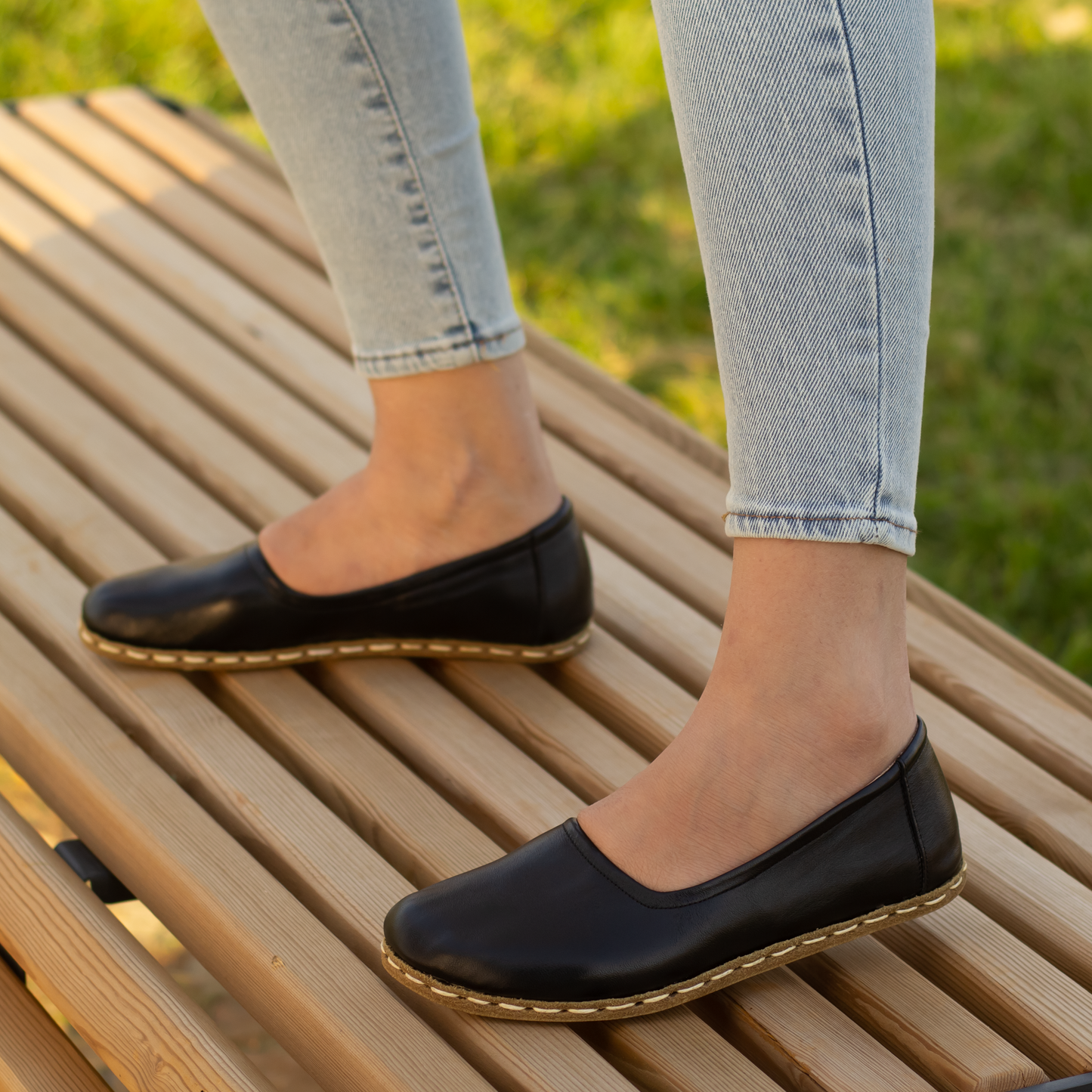 Handmade Barefoot Leather Shoes for Women in Black