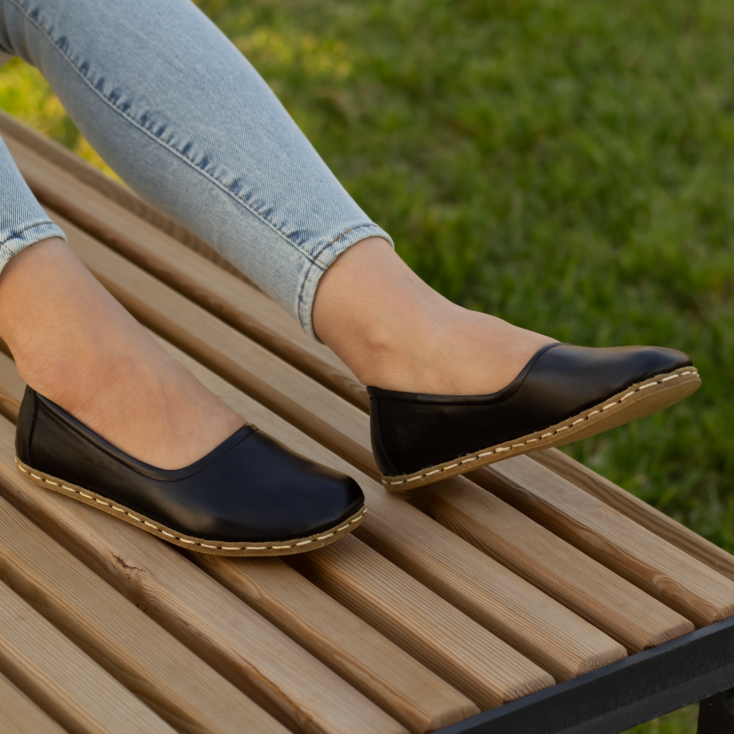 Handmade Barefoot Leather Shoes for Women in Black