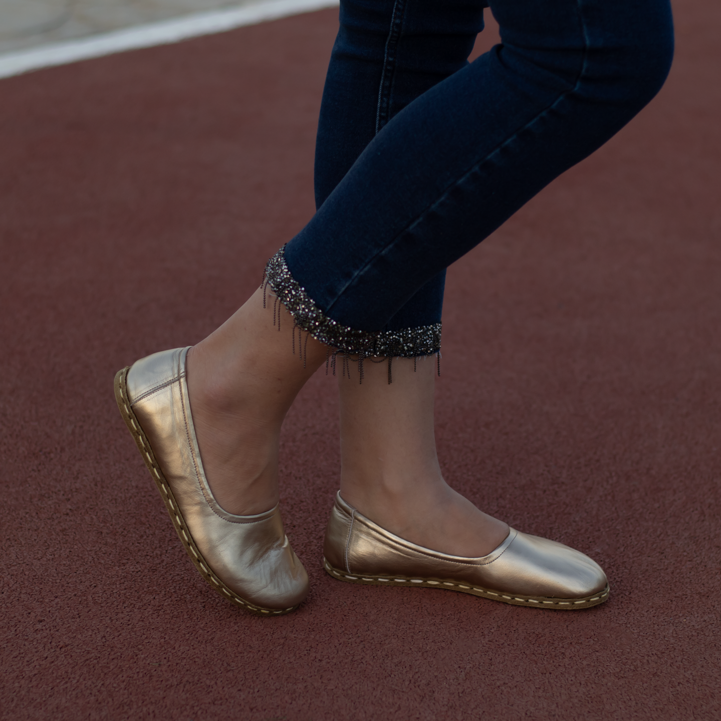 Handmade Barefoot Leather Shoes for Women in Gold