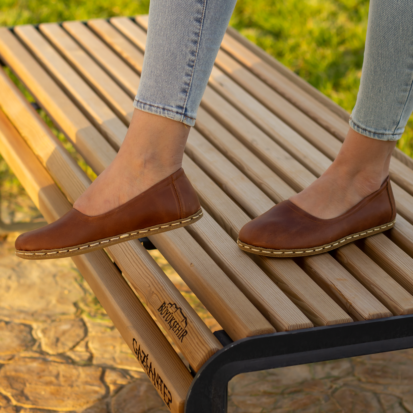 Handmade Barefoot Leather Shoes for Women in Light Brown