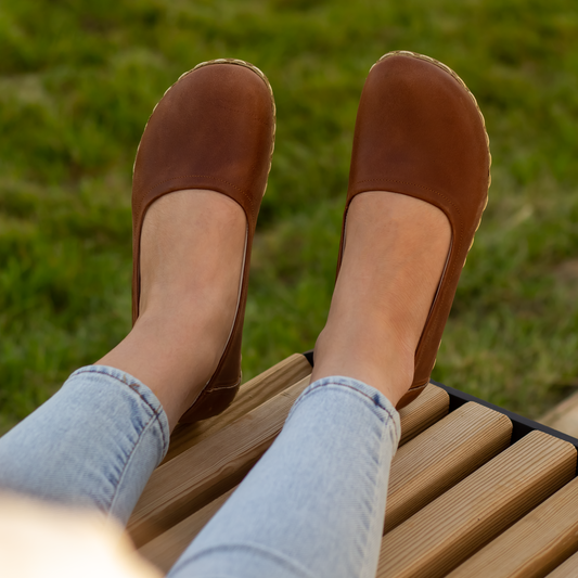 Handmade Barefoot Leather Shoes for Women in Light Brown