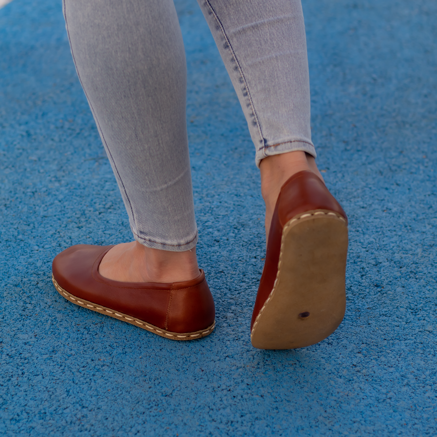 Handmade Barefoot Leather Shoes for Women in Tornado Brown