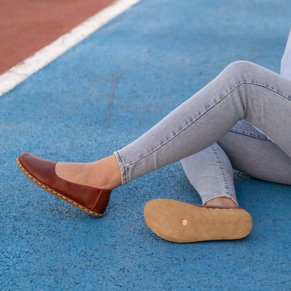 Handmade Barefoot Leather Shoes for Women in Tornado Brown