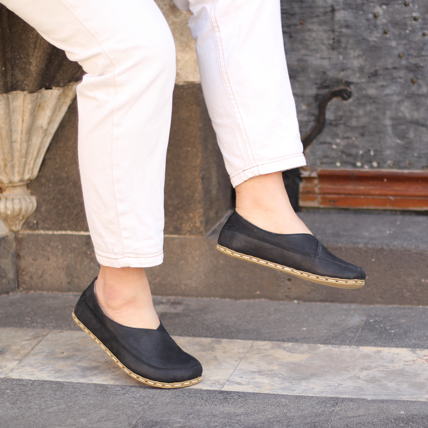 Handmade Barefoot Loafers for Women Black