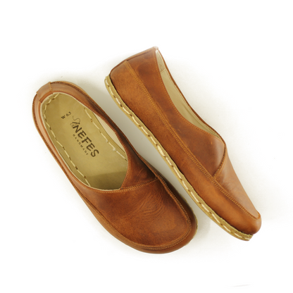 Handmade Barefoot Loafers for Women Crazy New Brown