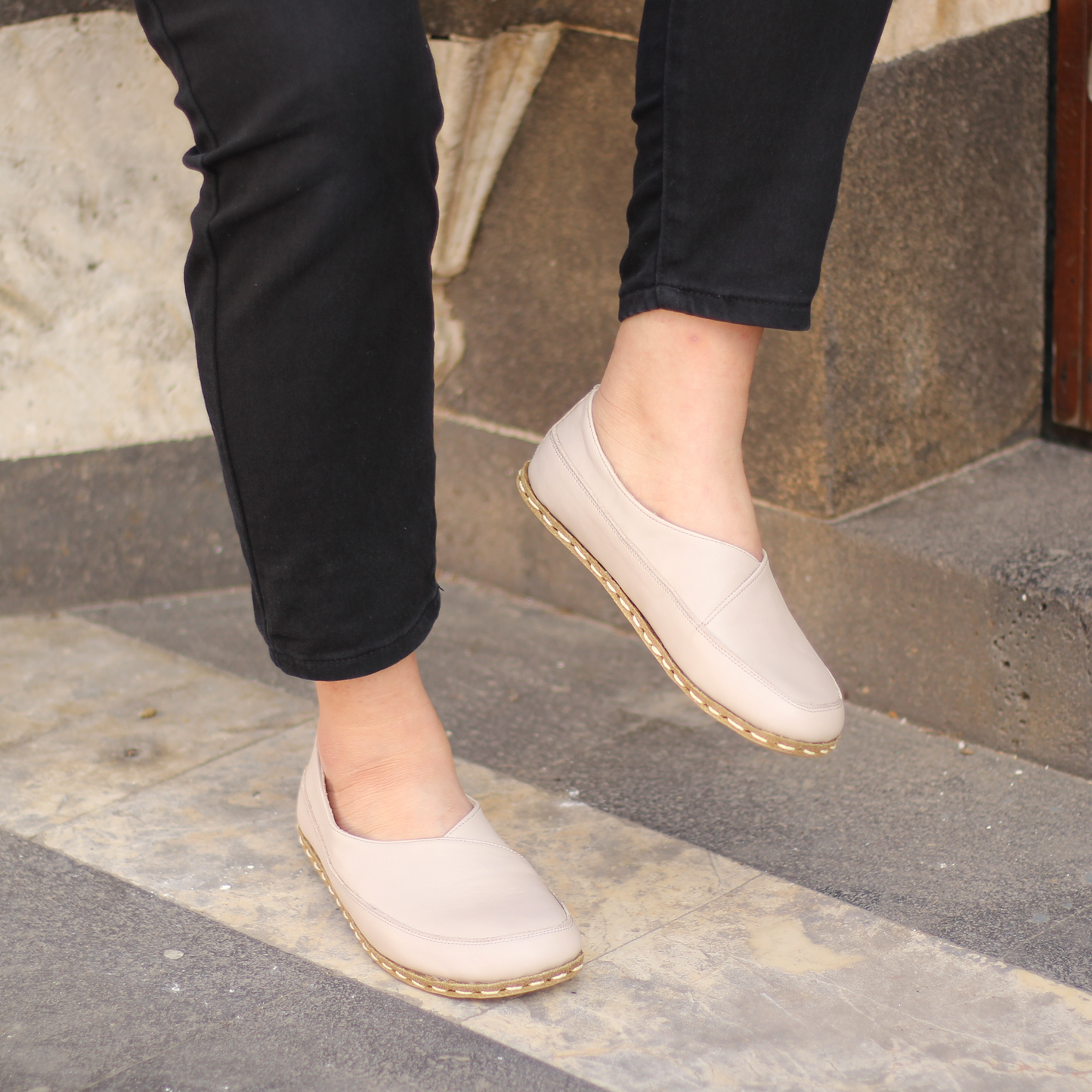 Handmade Barefoot Loafers for Women Cream