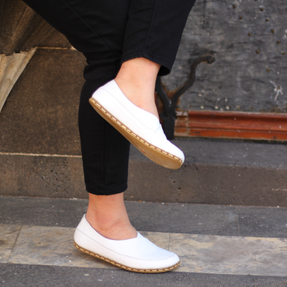 Handmade Barefoot Loafers for Women White