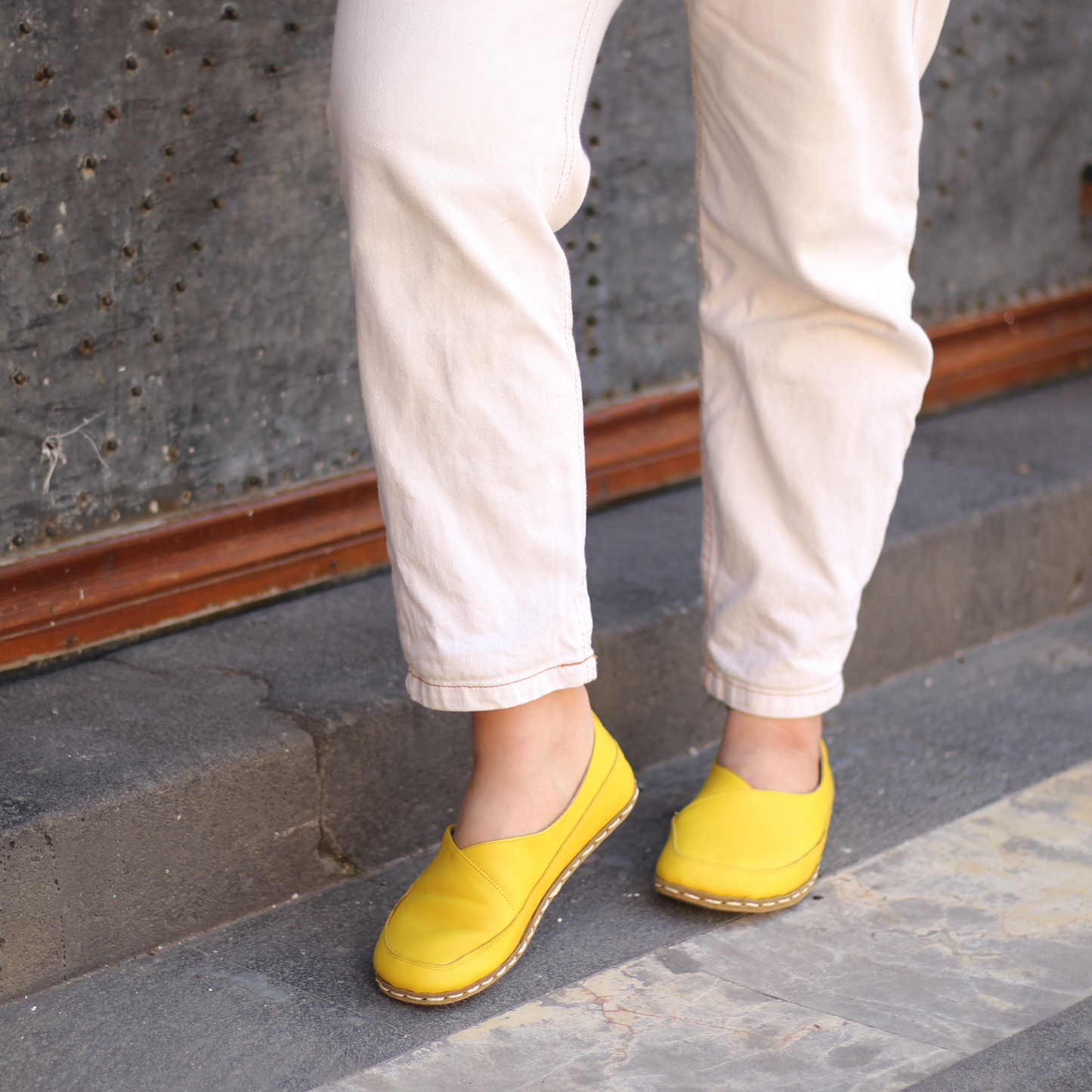 Handmade Barefoot Loafers for Women Yellow