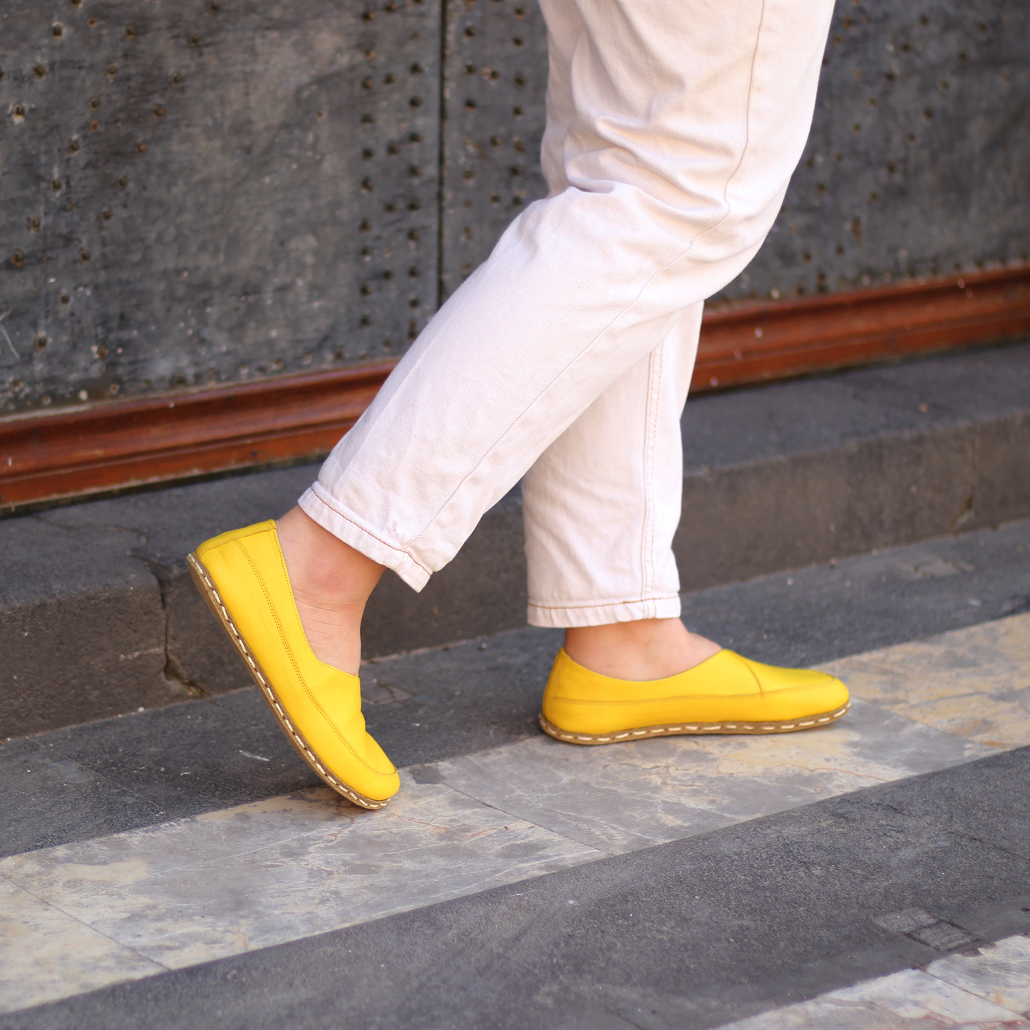 Handmade Barefoot Loafers for Women Yellow