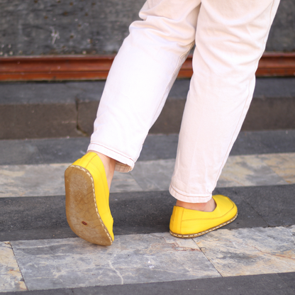 Handmade Barefoot Loafers for Women Yellow