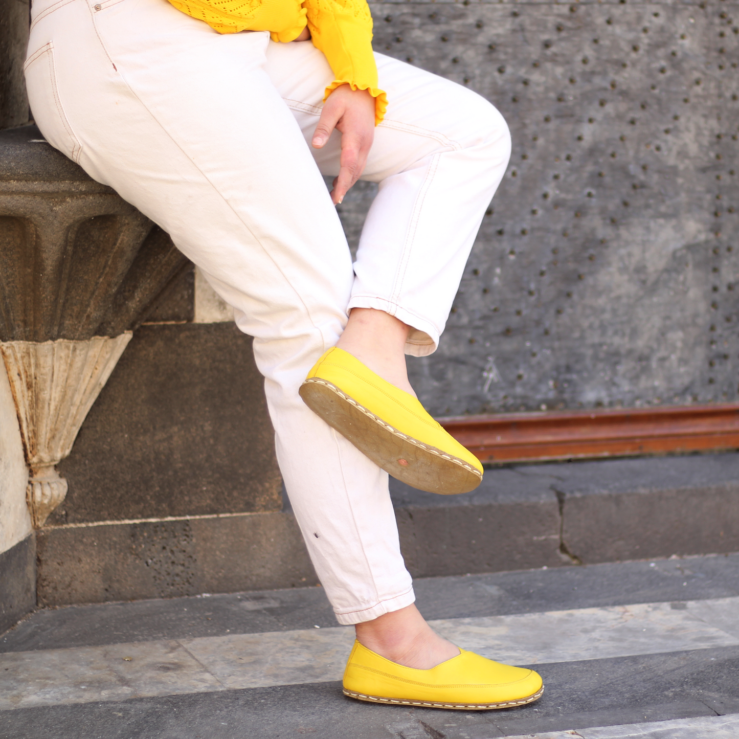 Handmade Barefoot Loafers for Women Yellow