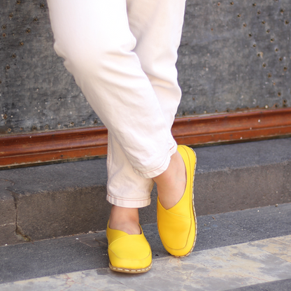 Handmade Barefoot Loafers for Women Yellow